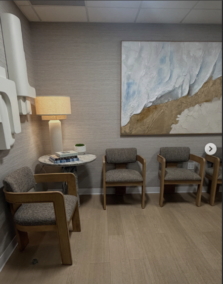Newly redesigned waiting area at Eric Ingulsrud MD in Beverly Hills